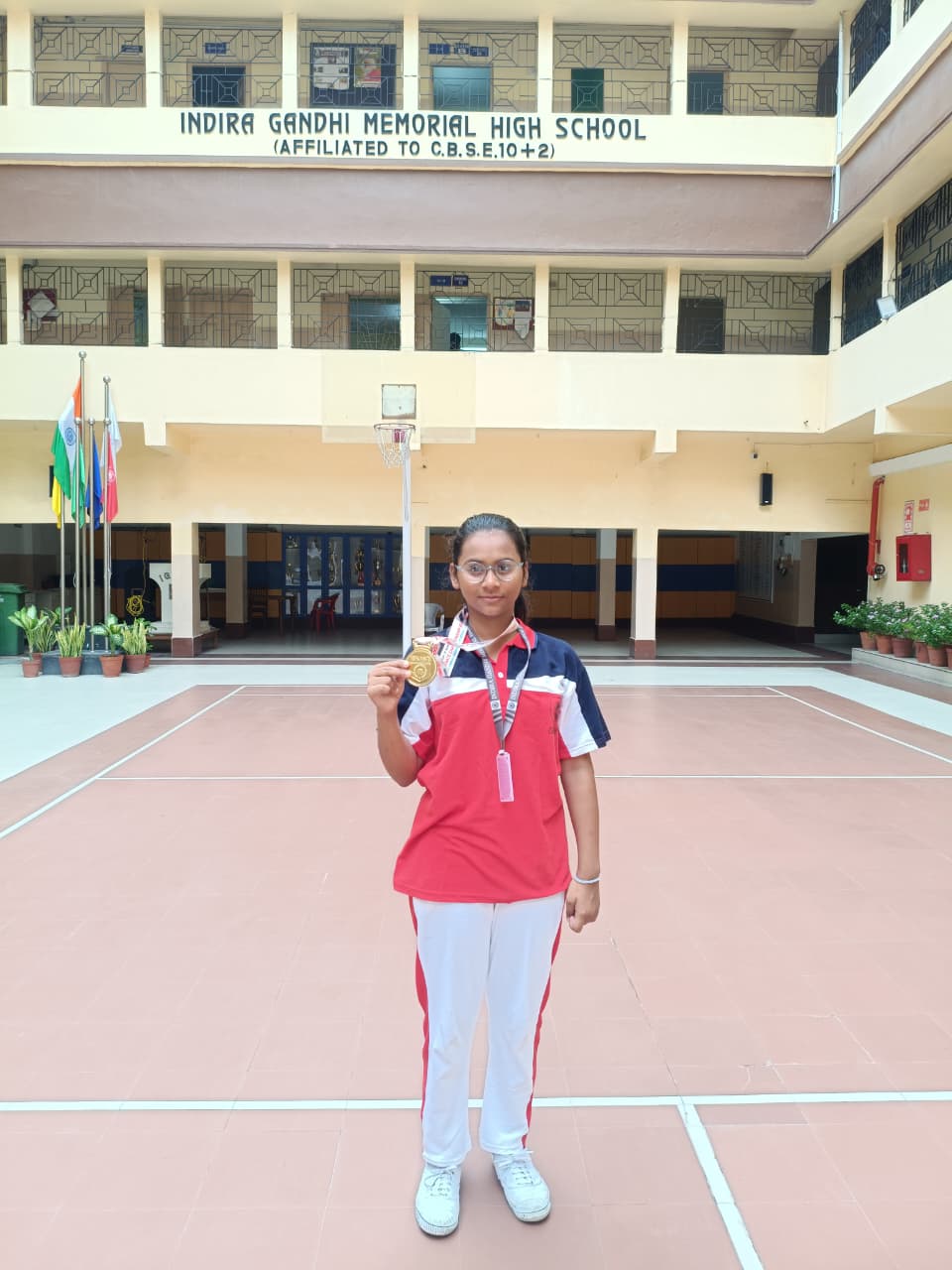 Payoshni Dey Class Vll of IGMHS Dum Dum Ranked 1st and received Gold Medal in U-14 28th West Bengal State Karate Championship 2026